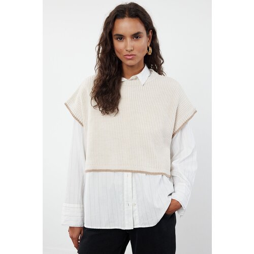 Trendyol Taş care collection crop crew neck knitwear sweater Slike