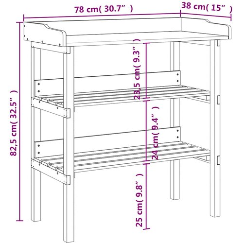  Stol za biljke s policama sivi 78x38x82,5 cm masivna jelovina Slike