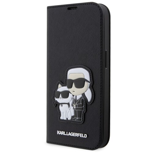 Karl Lagerfeld NFT ovitek KLBKP13XSANKCPK za iPhone 13 Pro Max knjiga črna - Saffiano Karl and Choupette Cene