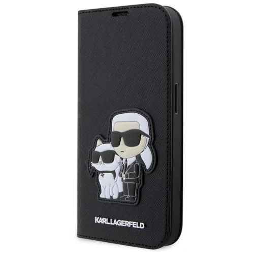 Karl Lagerfeld NFT ovitek KLBKP13XSANKCPK za iPhone 13 Pro Max knjiga črna - Saffiano Karl and Choupette