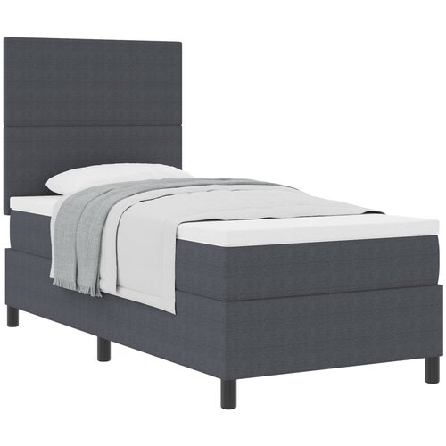 VidaXL Postelja s &amp;scaron;katlastim vzmetenjem z vzmetnico temno siva 90x200 cm žametna tkanina, (22082902) Slike