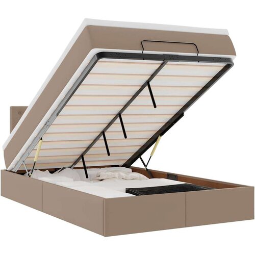 VidaXL Okvir kreveta s madracem cappuccina 120x200cm umjetna koža Slike
