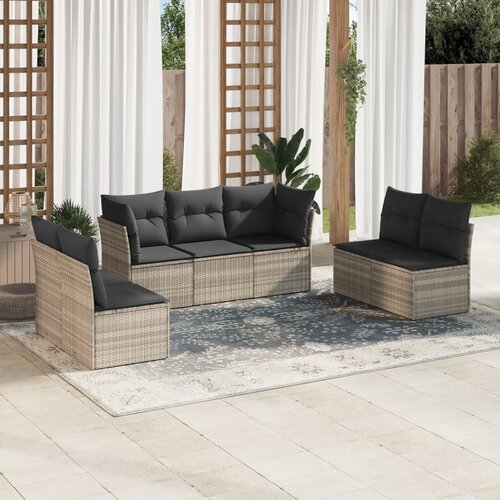 vidaXL 7-dijelni set vrtnih sofa svjetlosivi od poliratana Cijene