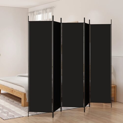 VidaXL Sobna pregrada s 5 panela crna 250x200 cm od tkanine Slike