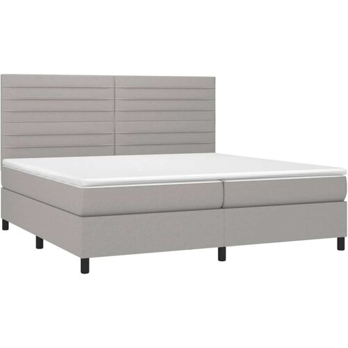  Krevet box spring s madracem LED svjetlosivi 200x200 cm tkanina Slike