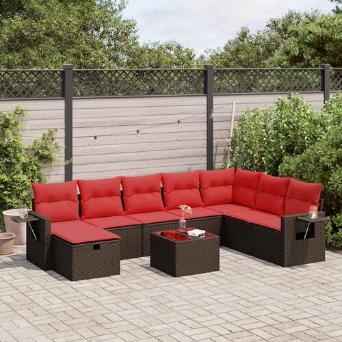  9-dijelni set vrtnih sofa s jastucima poliratan smeđi Cijene