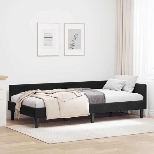  Kutni okvir kreveta s uzglavljem Crna 90 cm x 190 cm Baršun Cene