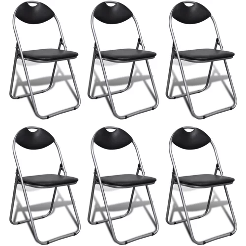  Sklopive blagovaonske stolice od umjetne kože i čelika 6 kom crne