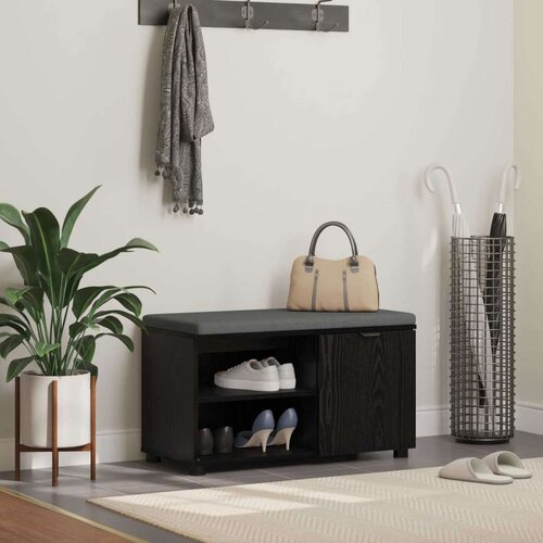  Klupa za hodnik s jastukom Crni hrast 80 x 38 x 46 cm Cene