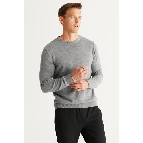 ALTINYILDIZ CLASSICS Men's Gray Melange Standard Fit Normal Cut Crew Neck Knitwear Sweater. Slike