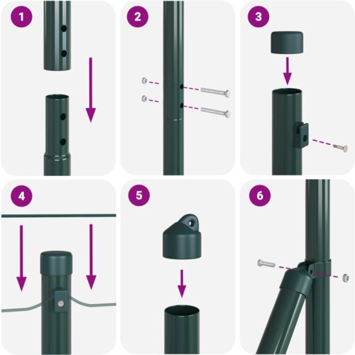 vidaXL Ograda u obliku heksagona Zelena 1.4x50 m Čelik, Ograde za ograde 13 kom Zelena Ø32 mm 190 cm Galvanizirani čelik Cijene