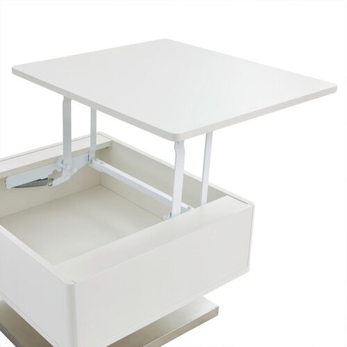 CARRYHOME klubska miza, bela, barve nerjavečega jekla Slike