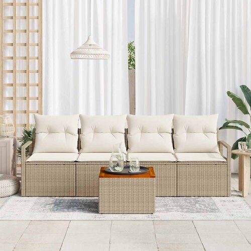  Sjedeća garnitura za vrt 5 kom. Bež i krema poliratan 230 x 62 x 69 cm Slike