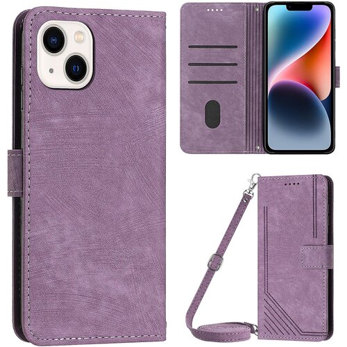 INORCO Za iPhone 14/13 6,1-palčni PU usnjeni ovitek za telefon s stojalom in vtisnjenimi črtami na dotik kože ovitek denarnice, (22036007) Cene