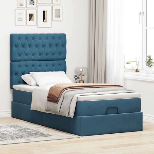 VidaXL okvir kreveta s madracima tamnoplavi 80x200cm bar&amp;scaron;unasti Slike