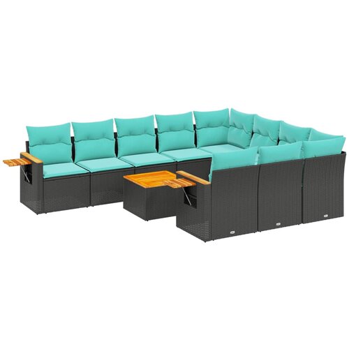  11-dijelni set vrtnih sofa od poliratana s jastucima crni Crna 85 x 62 x 69 cm Slike