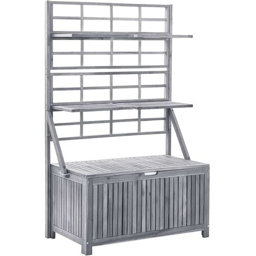  Kutija za pohranu s re&amp;scaron;etkom siva 99x55x160 cm od drva bagrema Slike