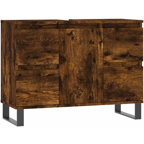 Maison Chic Kopalniška omarica - Kopalniški kabinet dimljeni hrast 80x33x60 cm inženirski les, (21794725) Cene