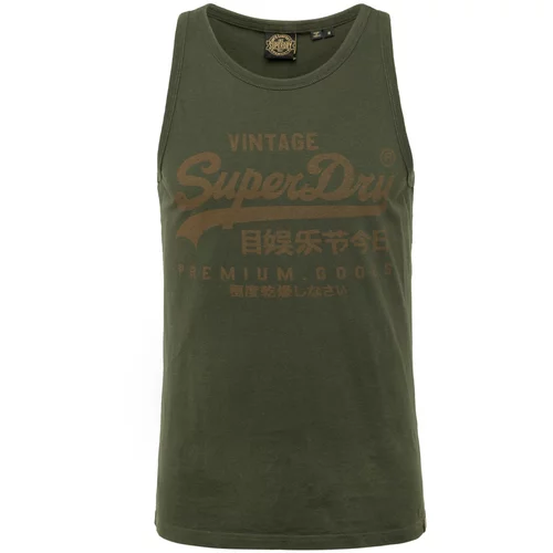 Superdry Majica 'HERITAGE' smeđa / kraljevski zelena