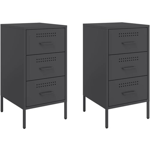 Maison Chic Dvo delni komplet Nočne omarice - Nočne mize črna 36x39x68 cm jeklo, (21687584) Slike