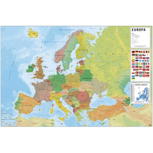 Grupo PLAKAT ZEMLJEVID EVROPE ITA FIZIČNI POLITIČNI, (20837158) Cene