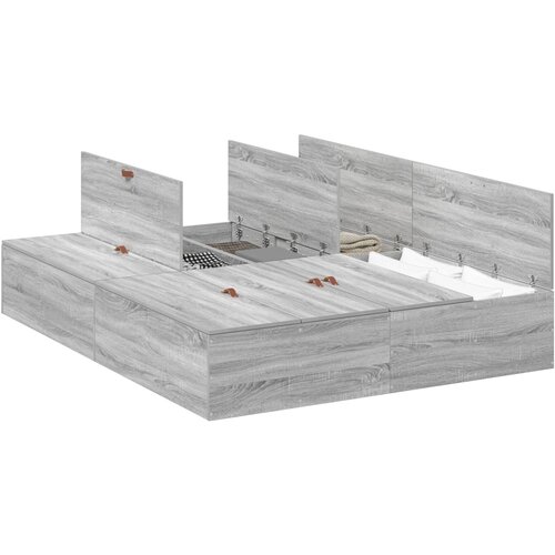 VidaXL KREVET S PROSTOROM ZA POHRANU SIVI SONOMA 140x190 cm Slike