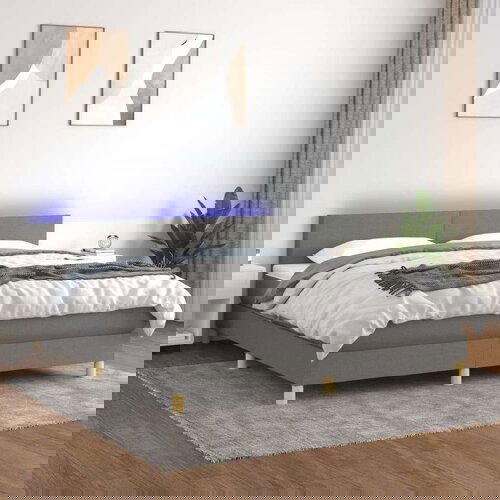  Box spring s madracem LED tamnosivi 180x200 cm tkanina Cene