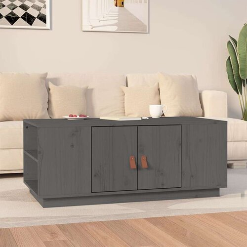  Stolić za kavu sivi 100 x 50 x 41 cm od masivne borovine Slike