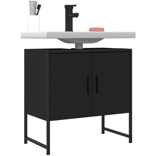 VidaXL Omarica za umivalnik črna 60x33x60 cm inženirski les Slike