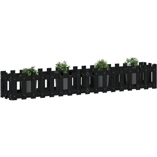  Povi&amp;scaron;ena vrtna gredica crna 200x30x30 cm masivna borovina Slike