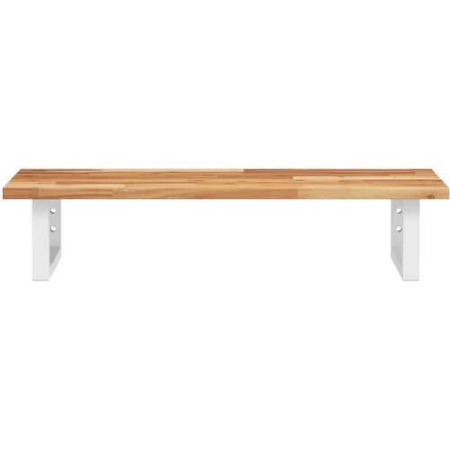  Zidna polica za umivaonik od čelika i masivnog bagremovog drva Smeđa 80 x 40 x 2 cm Slike