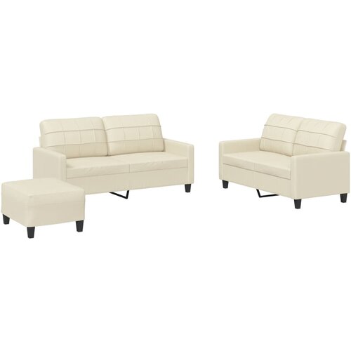 Maison Chic Sedežna garnitura - kavč 3-delna z blazinami krem umetno usnje, (21729426) Cene