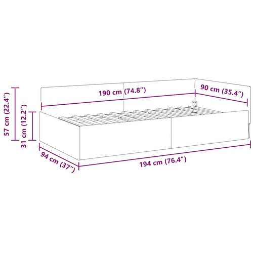 VidaXL Kutni okvir kreveta s uzglavljem Tamno siva 90 x 190 cm Slike
