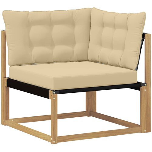  Set vanjskih sofa 9 pcs Bijela i bež Čvrsto drvo akacije Slike