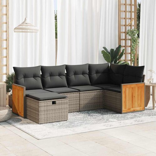 vidaXL 6-dijelni set vrtnih sofa od poliratana s jastucima sivi Cijene