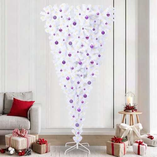  Umjetno božićno drvce s stalakom Bijelo 240 cm PVC i Čelik Slike