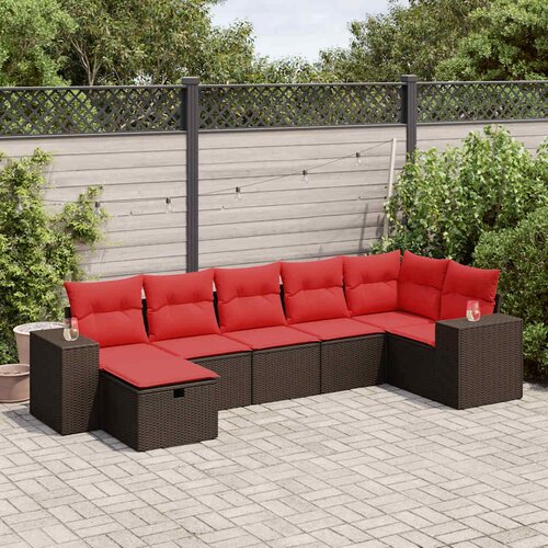  7-dijelni set vrtnih sofa od poliratana s jastucima smeđi Cijene