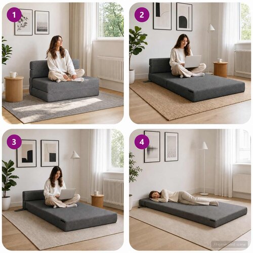 SOFA na razvlačenje Svjetlosiva 70 x 72 x 60 cm Tkanina Slike