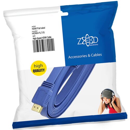 Zed Electronic HDMI kabl, plosnati, 5.0 met, ver. 2.0, 3D, Ethernet - HDMI-FLT/5 Slike
