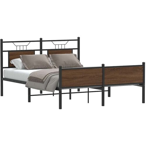 vidaXL Posteljni okvir brez vzmetnice hrast 140x190 cm inženirski les Cene
