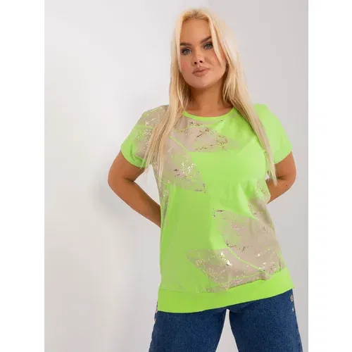 Fashion Hunters Light green women's blouse plus size with print