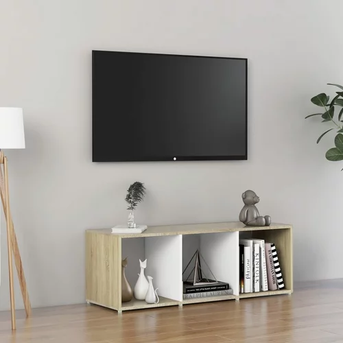 vidaXL TV omarica bela in sonoma hrast 107x35x37 cm iverna plošča, (20914176)