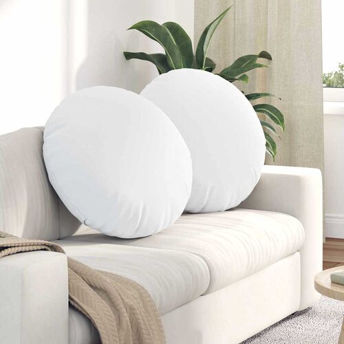 vidaXL Sedežne blazine 2 pcs Bela &Oslash;60 x 21 cm blago Cene