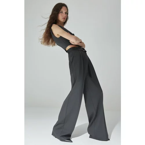 Trendyol Limited Edition Anthracite High Waist Woven Trousers