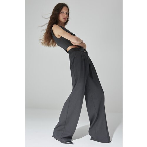 Trendyol Limited Edition Anthracite High Waist Woven Trousers Slike