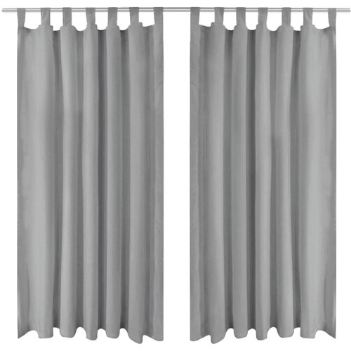 MIKRO Satenske Zavjese 2 kom s Tregerima 140x225 cm Sive Cijene