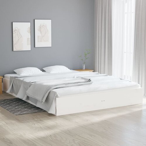  The Living Store Posteljni okvir bel trden les 200x200 cm - Posteljni Okvir, (21454802) Slike