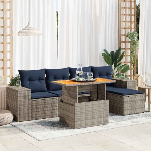 VidaXL 6-dijelni set vrtnih sofa od poliratana s jastucima sivi Slike