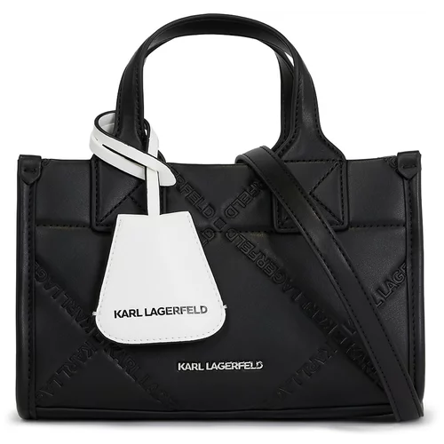 Karl Lagerfeld Ročna torbica črna / srebrna / off-bela