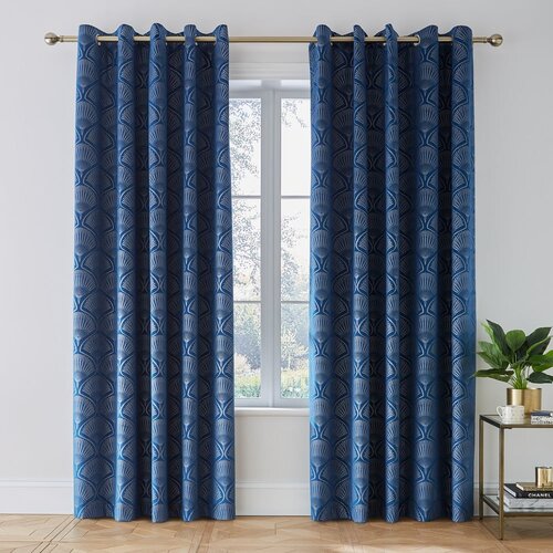 Catherine Lansfield Plave zavjese u kompletu od 2 kom 229x168 cm Art Deco Pearl - Cijene